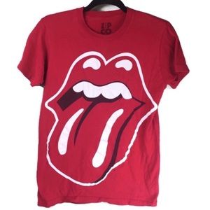 Zip Code Rolling Stones Tongue Logo Short Sleeve Crewneck Red Tee Size Small